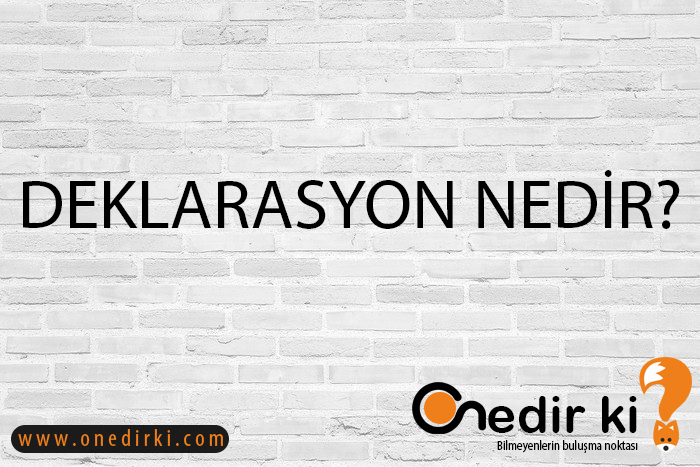 DEKLARASYON NEDİR? 1