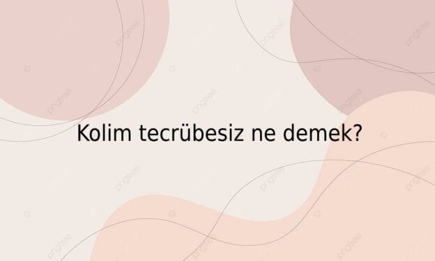 Kolim tecrübesiz ne demek? 1