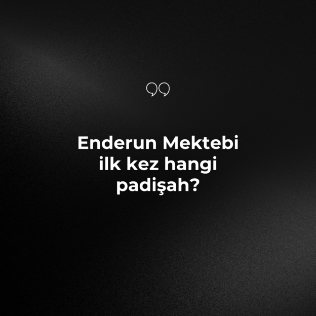 Enderun Mektebi ilk kez hangi padişah? 1