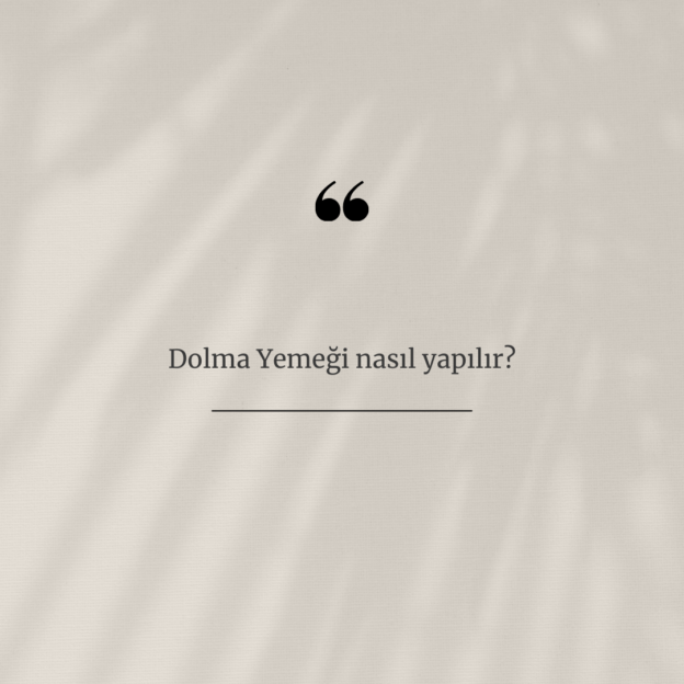 Dolma Yemeği nasıl yapılır? 1