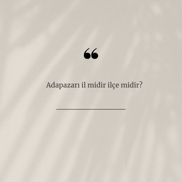 Adapazarı il midir ilçe midir? 1