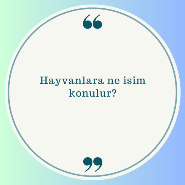 Hayvanlara ne isim konulur? 1