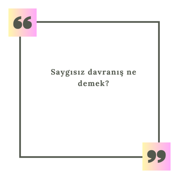 Saygısız davranış ne demek? 1