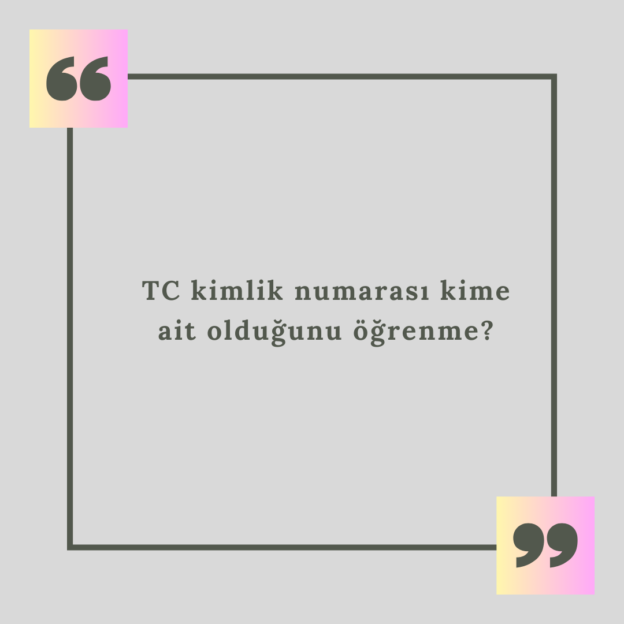 TC kimlik numarası kime ait olduğunu öğrenme? 1