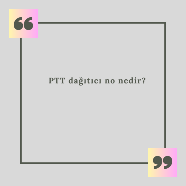 PTT dağıtıcı no nedir? 1