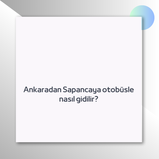 Ankaradan Sapancaya otobüsle nasıl gidilir? 1