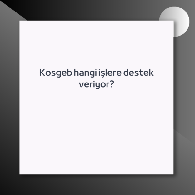 Kosgeb hangi işlere destek veriyor? 1