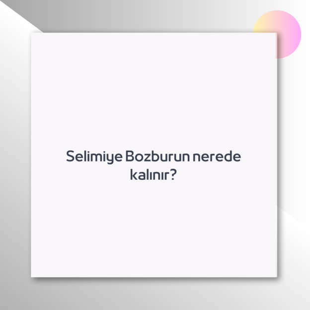 Selimiye Bozburun nerede kalınır? 1