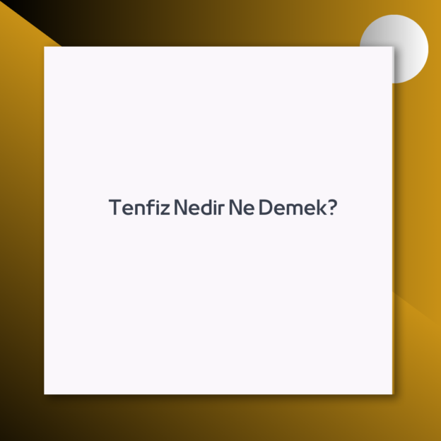 Tenfiz Nedir Ne Demek? 1