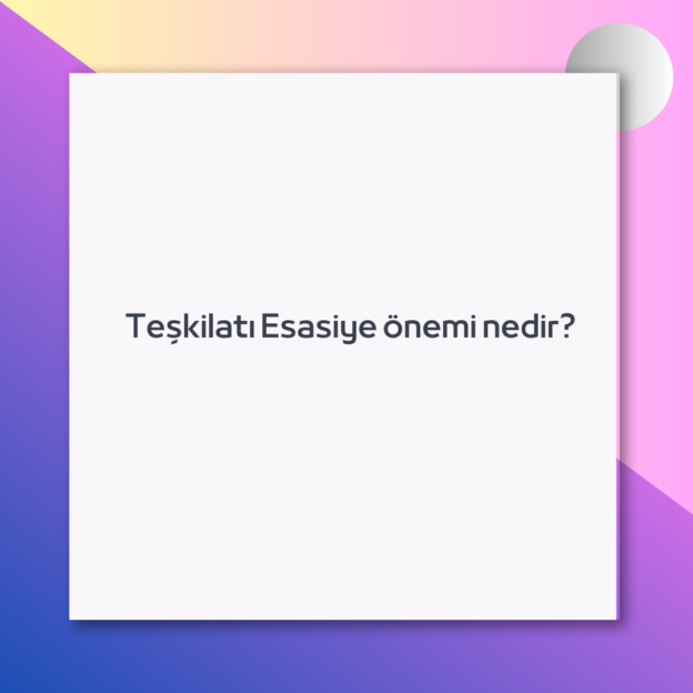 Teşkilatı Esasiye önemi nedir? 1