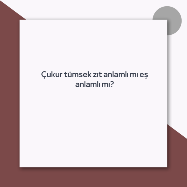 Çukur tümsek zıt anlamlı mı eş anlamlı mı? 1