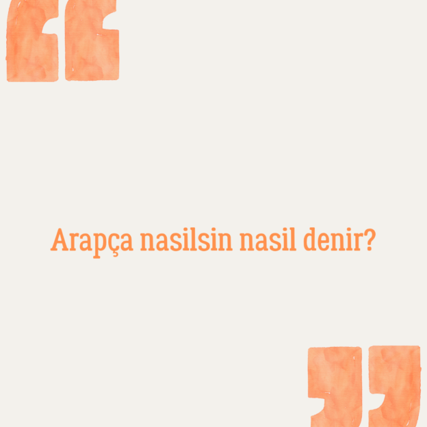 Arapça nasilsin nasil denir? 1